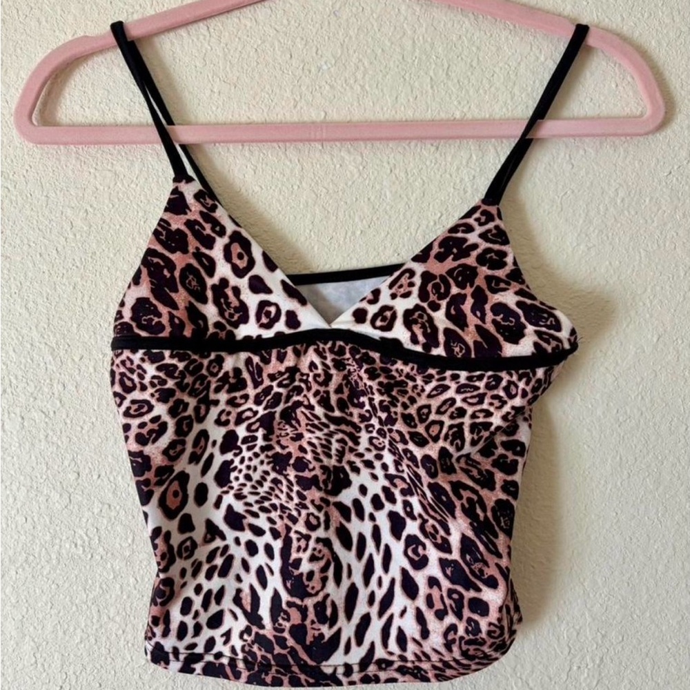 Leopard Print Pink Cami Tank Top